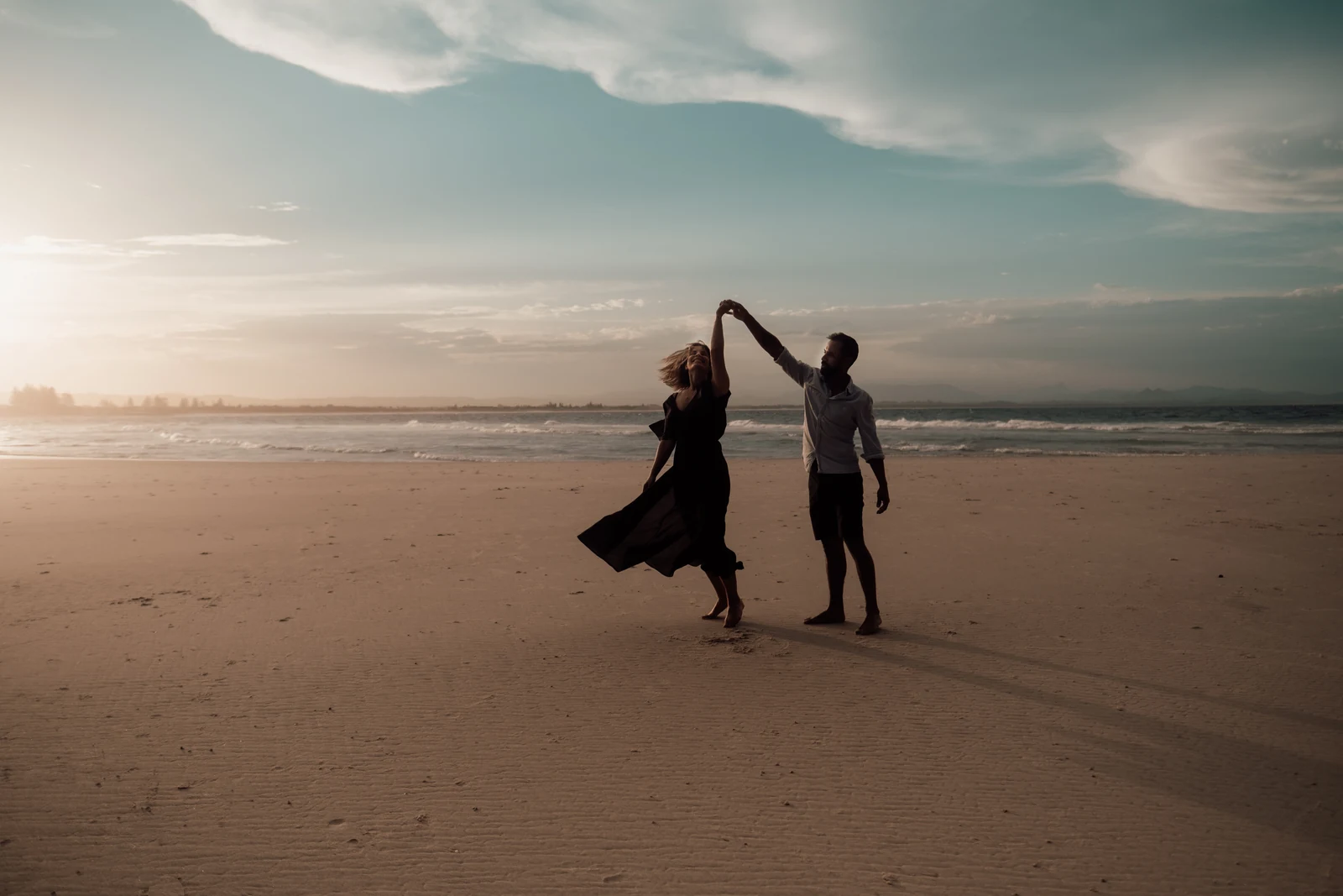 Portrait capturing movement on the beach